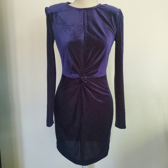 LDT Gillian Twist Front Stretch Velvet Dress - Picture 3 of 12